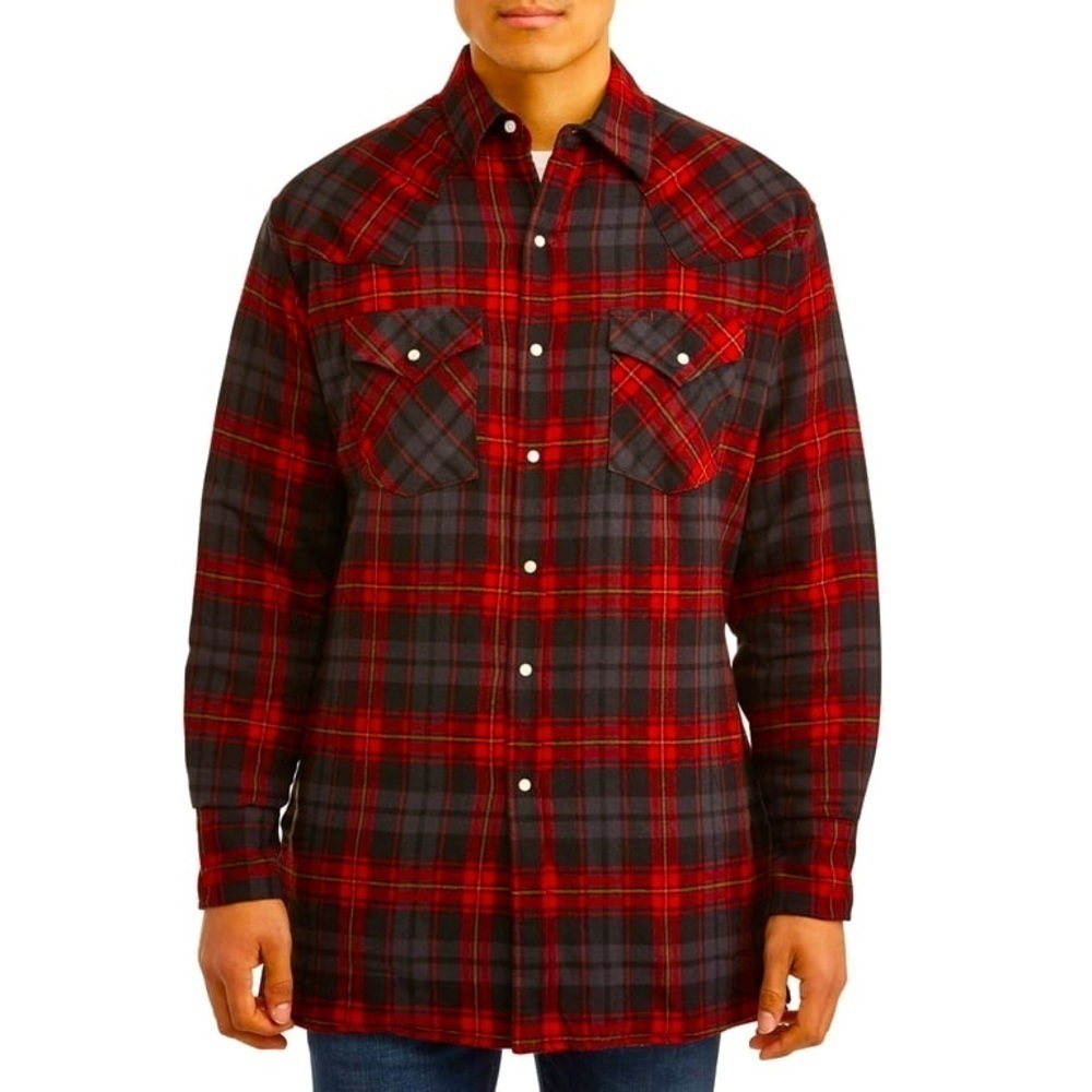 PLAINS Men's Quilted Flannel Shirtjack Red Plaid M
